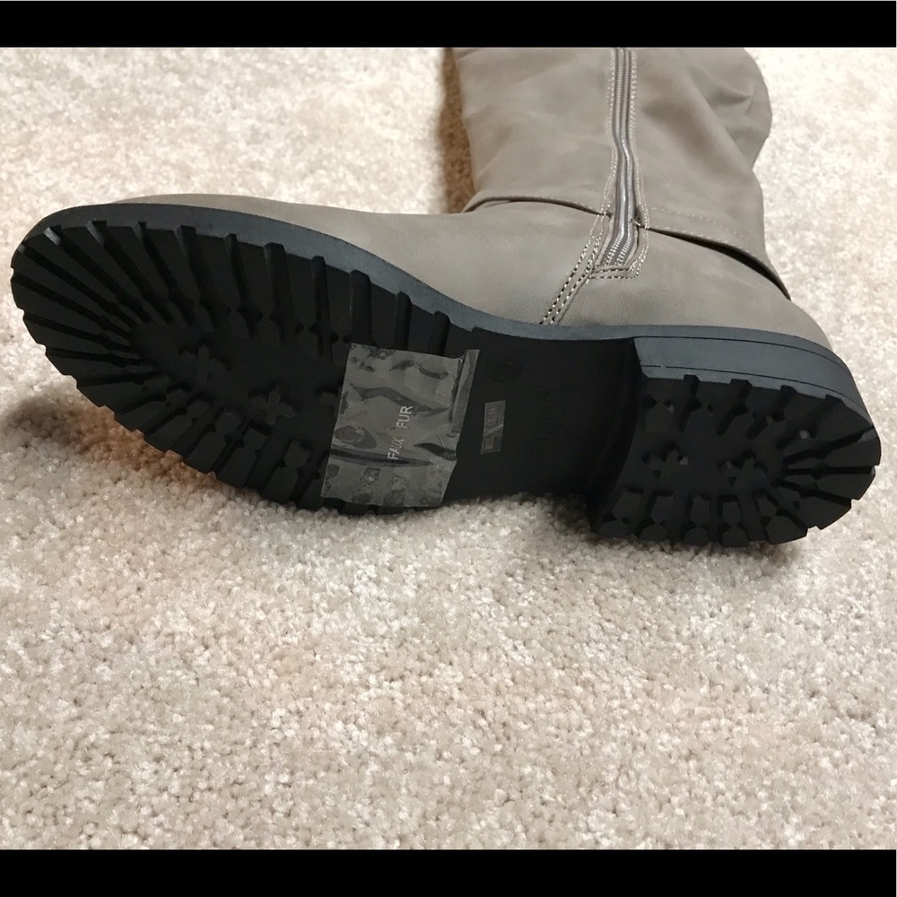 Last Pair! Grey Tall Buckle Boots - Picture 3 of 3